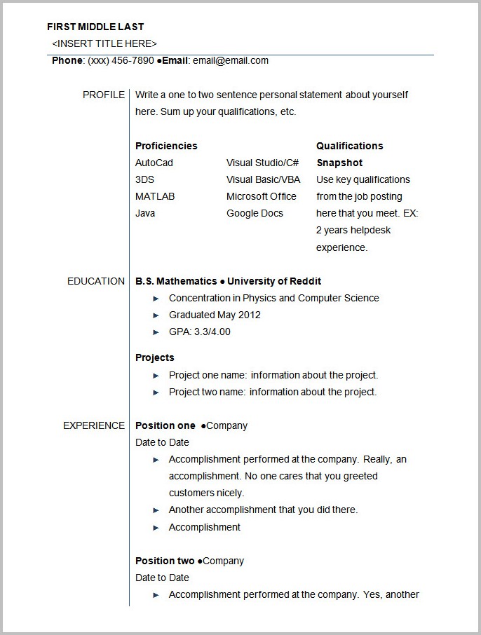 Basic Resume Template For Students Basic Resume Template For Students