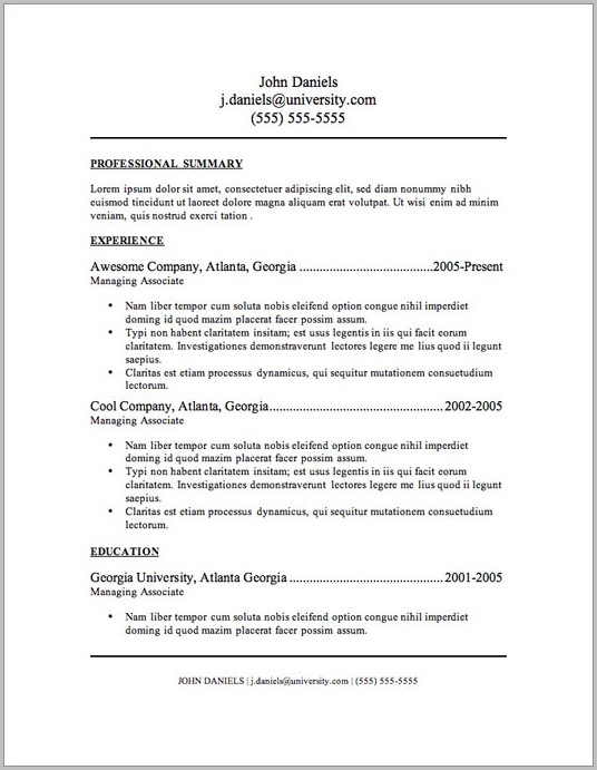 Basic Resume Template Microsoft Word Basic Resume Template Microsoft Word