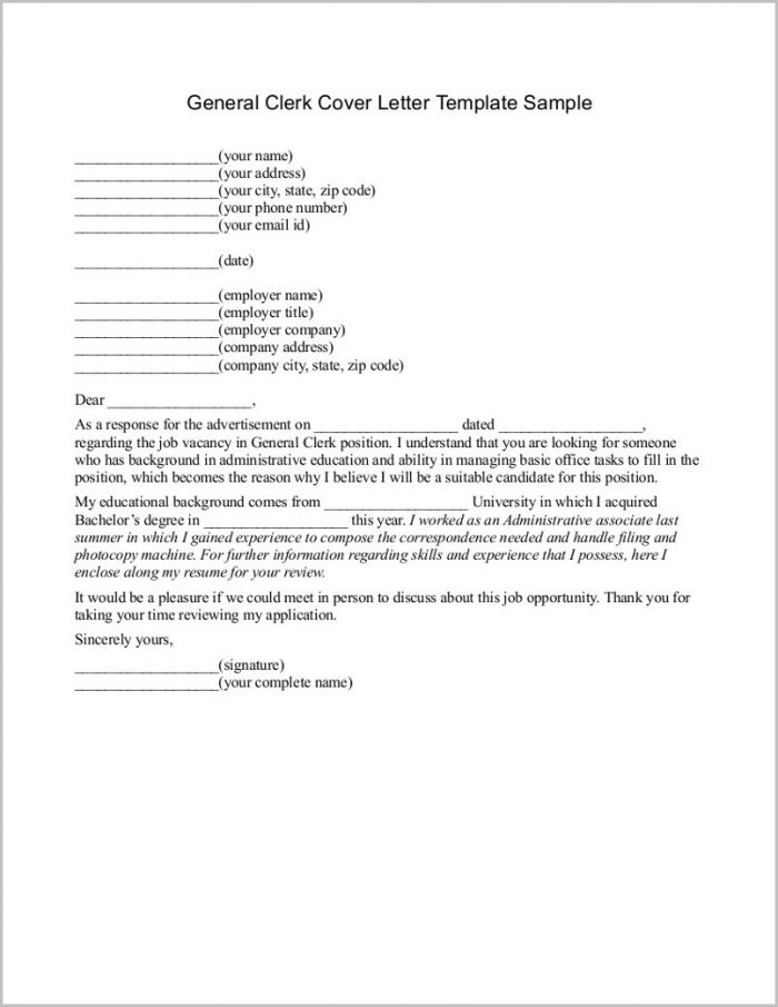 Blank Resume Cover Letter Template Blank Resume Cover Letter Template