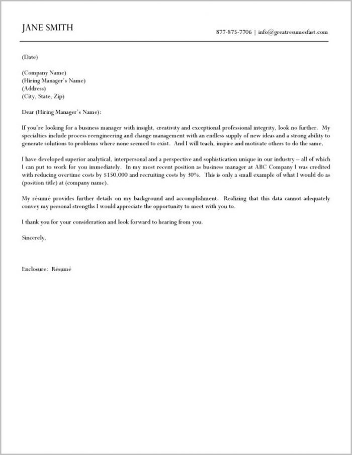Business Manager Cover Letter By Jane Smith Business Manager Cover Letter By Jane Smith