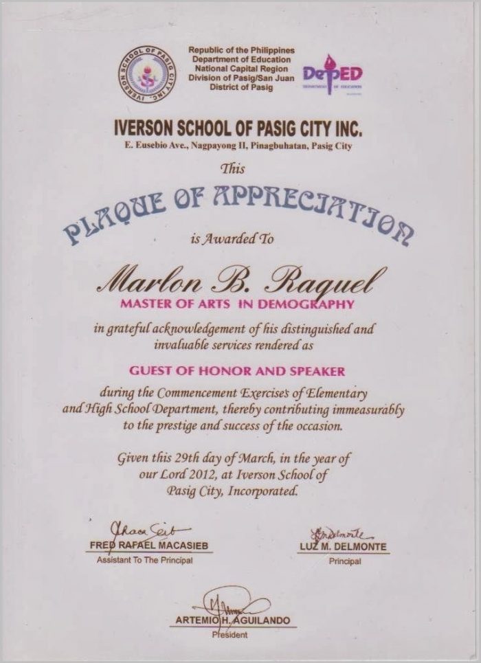 Certificate Of Appreciation Sample Wordings For Guest ... Certificate Of Appreciation Sample Wordings For Guest ...