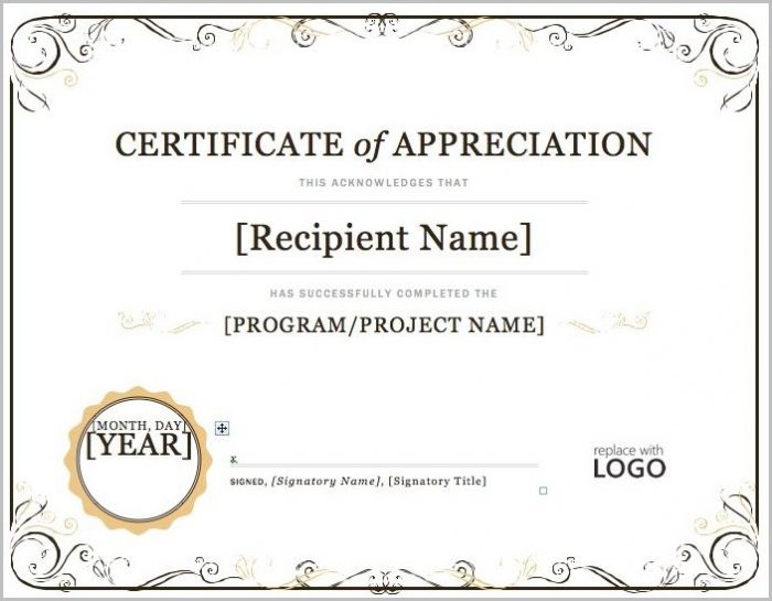 Certificate Of Appreciation Template Microsoft Word Certificate Of Appreciation Template Microsoft Word
