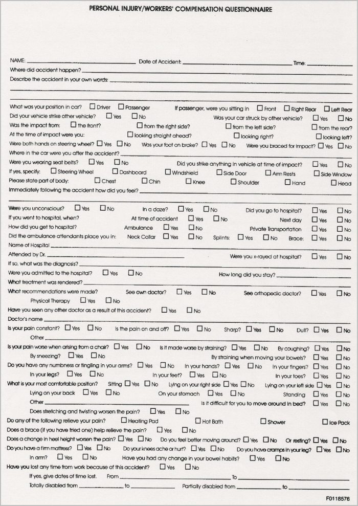 Chiropractic Intake Forms Personal Injury Chiropractic Intake Forms Personal Injury