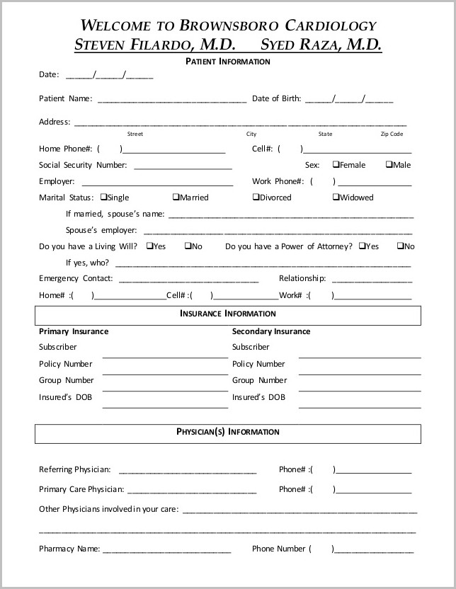 Chiropractic New Patient Intake Forms Chiropractic New Patient Intake Forms