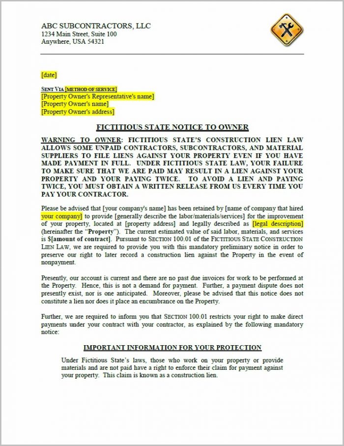 Claim Of Mechanic's Lien Texas Form Claim Of Mechanic's Lien Texas Form