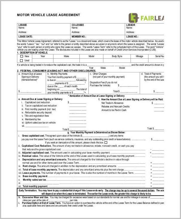 Commercial Vehicle Lease Agreement Template Word Commercial Vehicle Lease Agreement Template Word