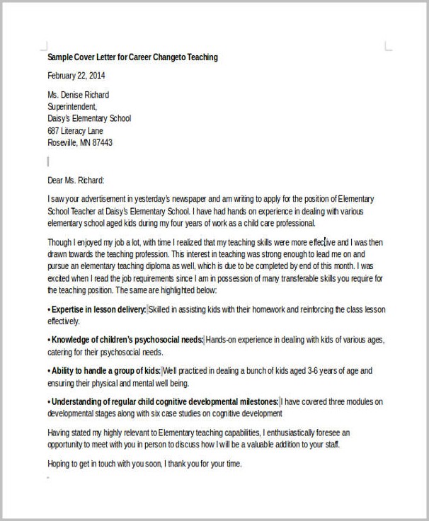 Career Break Cover Letter Sample Sample Cover Letter