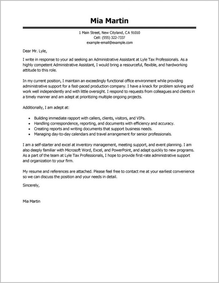 Cover Letter Examples For Resume Administrative Assistant Cover Letter Examples For Resume Administrative Assistant