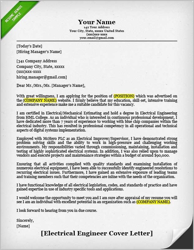 Cover Letter Examples For Resume Engineering Cover Letter Examples For Resume Engineering