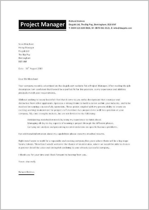 Cover Letter Examples For Resume Project Manager Cover Letter Examples For Resume Project Manager
