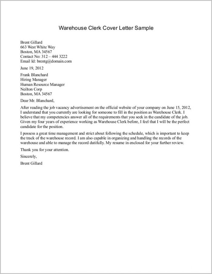 Cover Letter Examples For Resume Warehouse Cover Letter Examples For Resume Warehouse