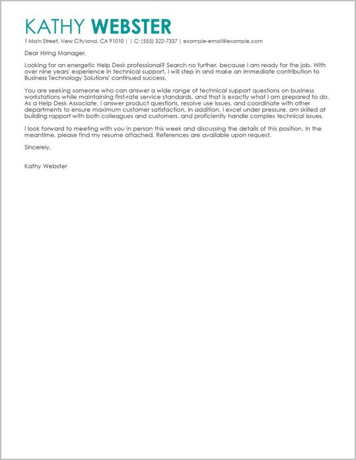 Cover Letter For Help Desk Administrator Cover Letter For Help Desk Administrator