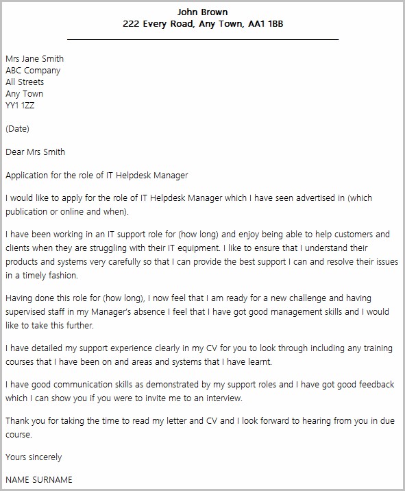 Cover Letter For Help Desk Manager Cover Letter For Help Desk Manager