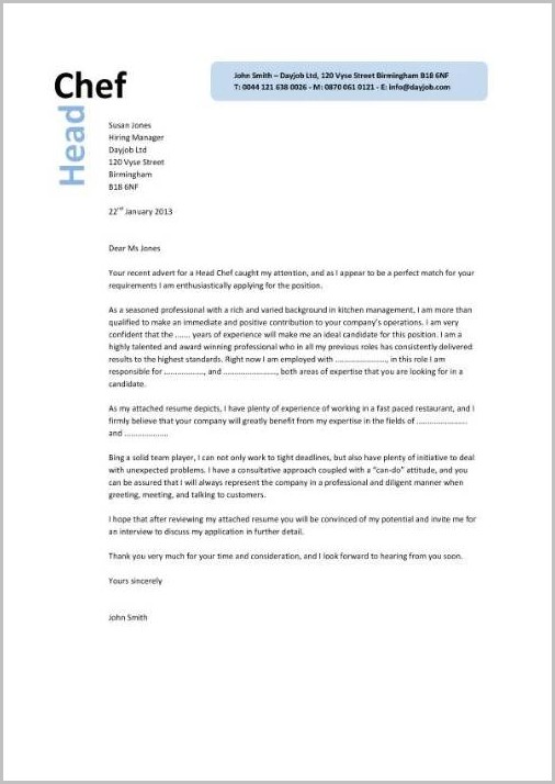 Culinary Cover Letters Vorte