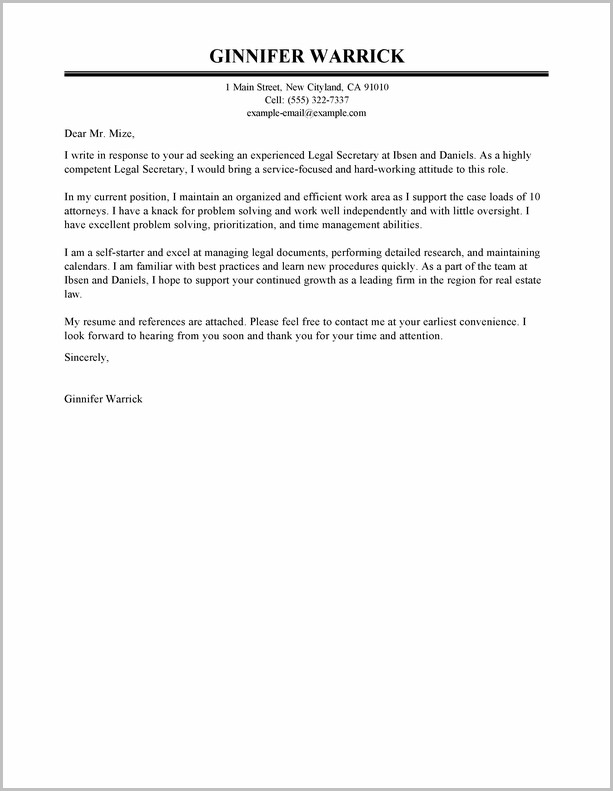 Cover Letter For Resume Legal Secretary Cover Letter For Resume Legal Secretary