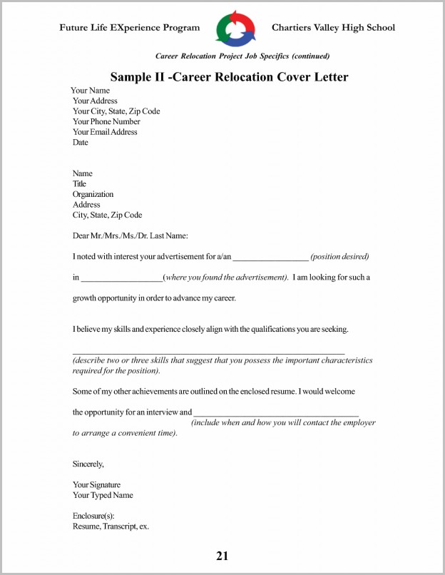 Cover Letter For Resume Relocation Samples Cover Letter For Resume Relocation Samples