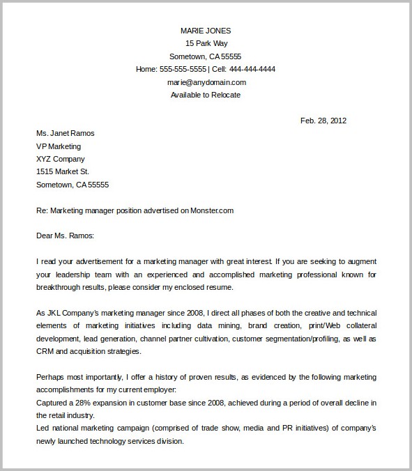 Cover Letter Free Template Word Cover Letter Free Template Word