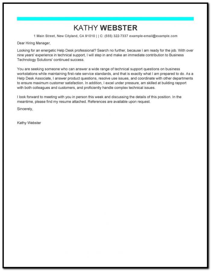 Cover Letter Sample For Help Desk Position Cover Letter Sample For Help Desk Position