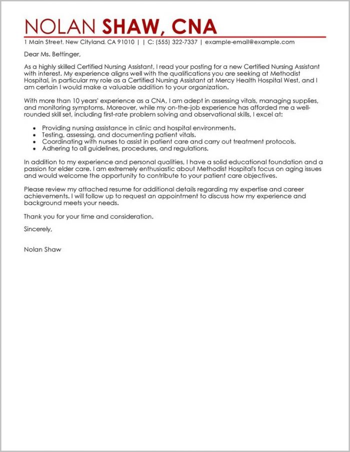 Cover Letter Template For Assistant In Nursing Cover Letter Template For Assistant In Nursing