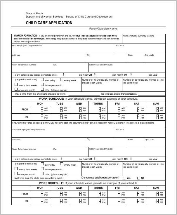 Daycare Employment Application Sample Daycare Employment Application Sample