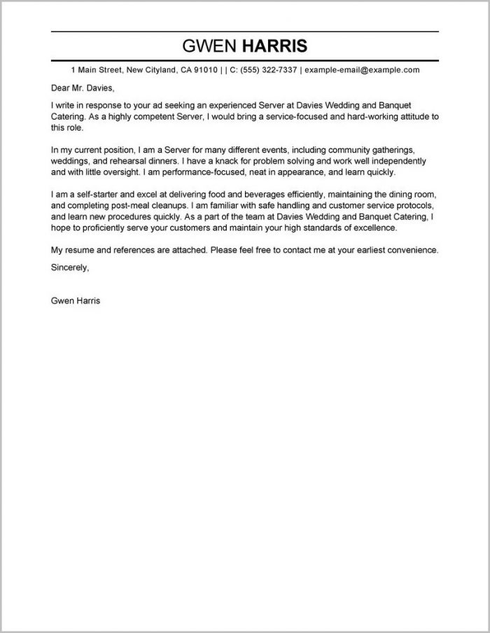 Example Of A Cover Letter And A Resume Example Of A Cover Letter And A Resume