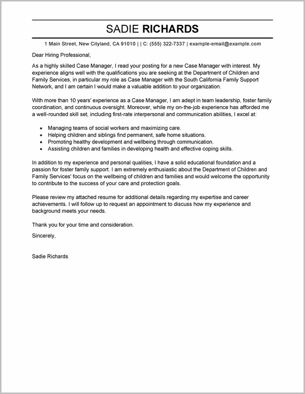 Example Of Cover Letter For Manager Resume Example Of Cover Letter For Manager Resume
