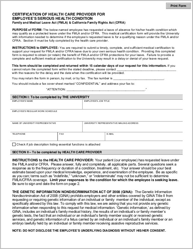 Family Medical Leave Act Forms California Family Medical Leave Act Forms California