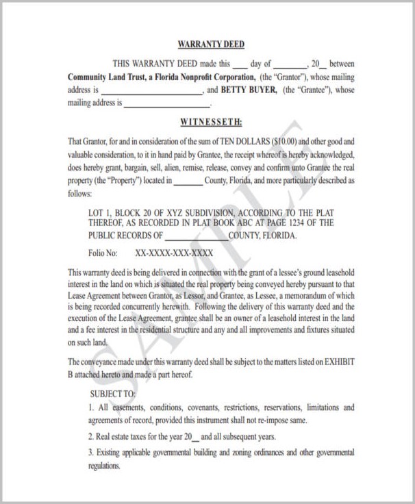 Florida Warranty Deed Form Word Florida Warranty Deed Form Word