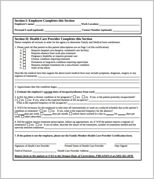 Fmla Forms Care Of Family Member Fmla Forms Care Of Family Member