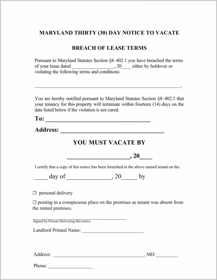 Free 30 Day Notice Of Eviction Form Free 30 Day Notice Of Eviction Form