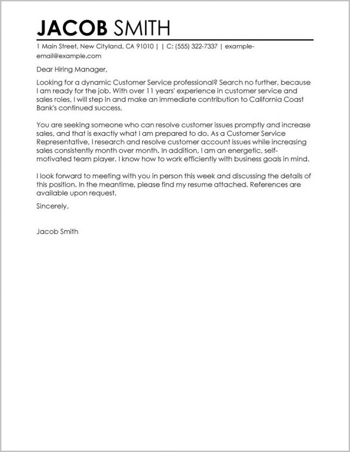 Free Cover Letter Examples For Customer Service Representative Free Cover Letter Examples For Customer Service Representative