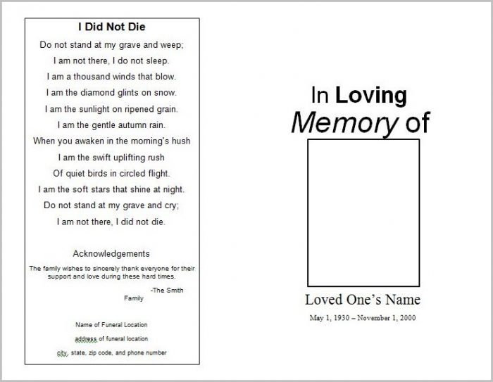 Free Funeral Program Template For Word Free Funeral Program Template For Word