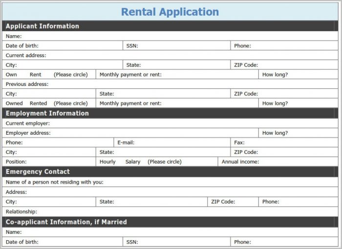 Free Printable Application For Rental Free Printable Application For Rental