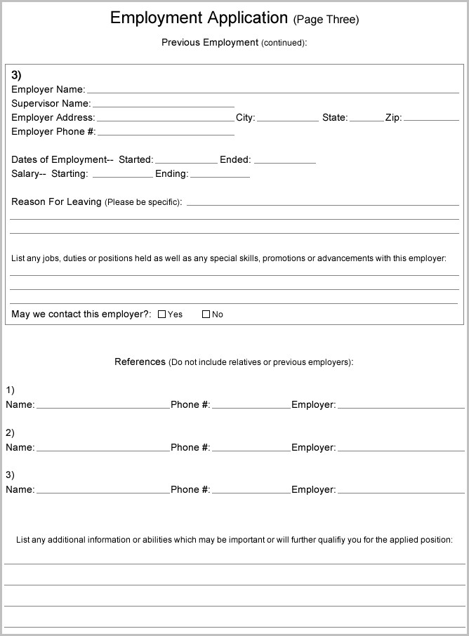 Free Printable Application Forms Free Printable Application Forms