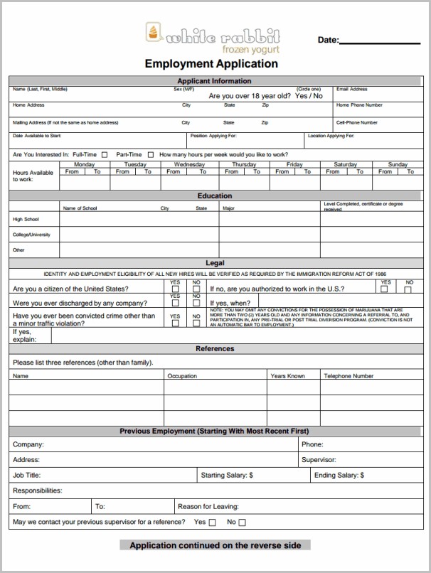Free Printable Basic Job Application Form Free Printable Basic Job Application Form