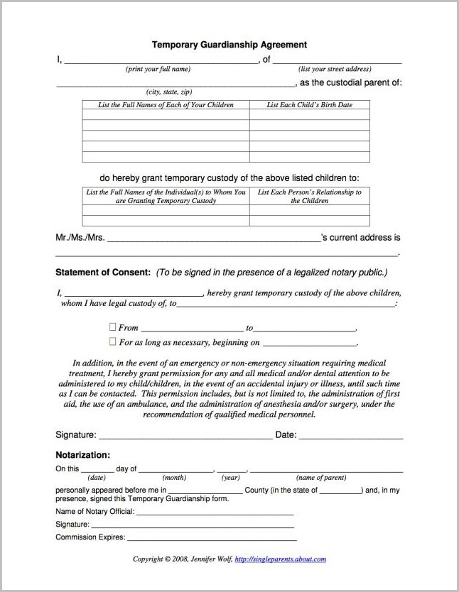 Temporary Guardianship Form Georgia Form Resume Examples