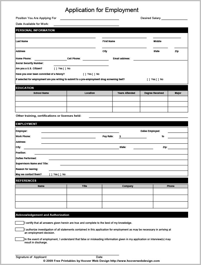 Free Printable Job Application Form Pdf Free Printable Job Application Form Pdf