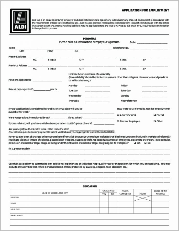 Free Printable Job Application Template Free Printable Job Application Template