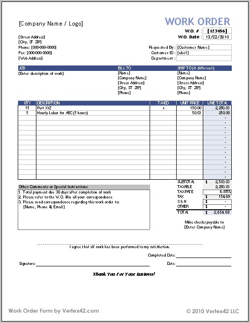 Free Printable Job Completion Form Free Printable Job Completion Form
