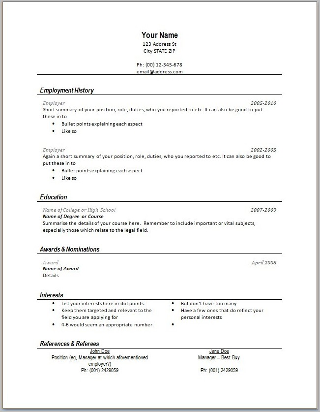 Free Resume Template For High School Student Free Resume Template For High School Student