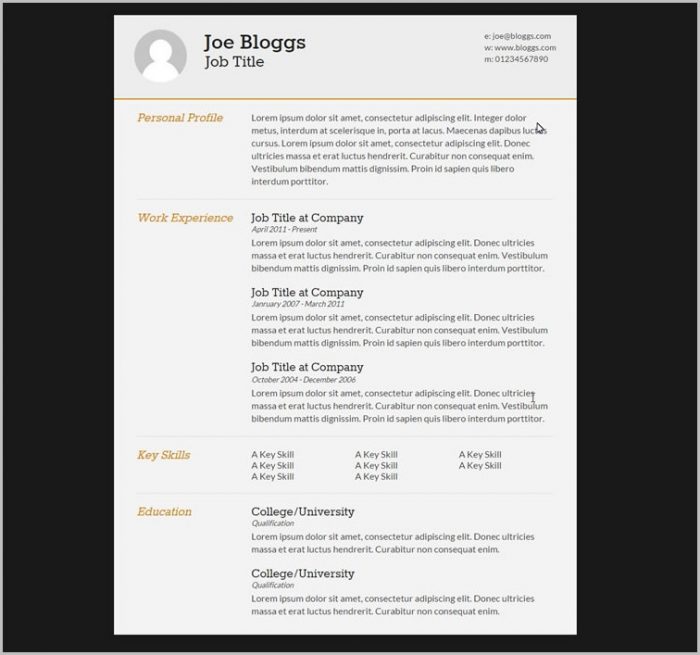 Free Resume Template Html Css Free Resume Template Html Css