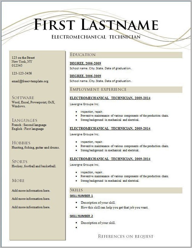Free Resume Template Online Download Free Resume Template Online Download