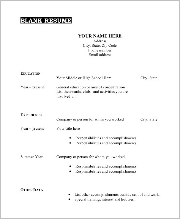 Free Resume Template Printable Free Resume Template Printable