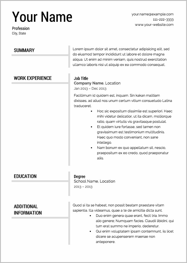 Free Resume Template To Download Free Resume Template To Download