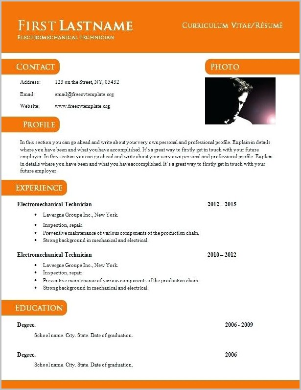 Free Resume Template Word Doc Free Resume Template Word Doc