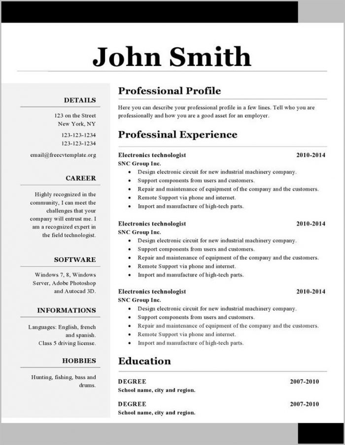 Free Resume Templates Open Office Writer Free Resume Templates Open Office Writer