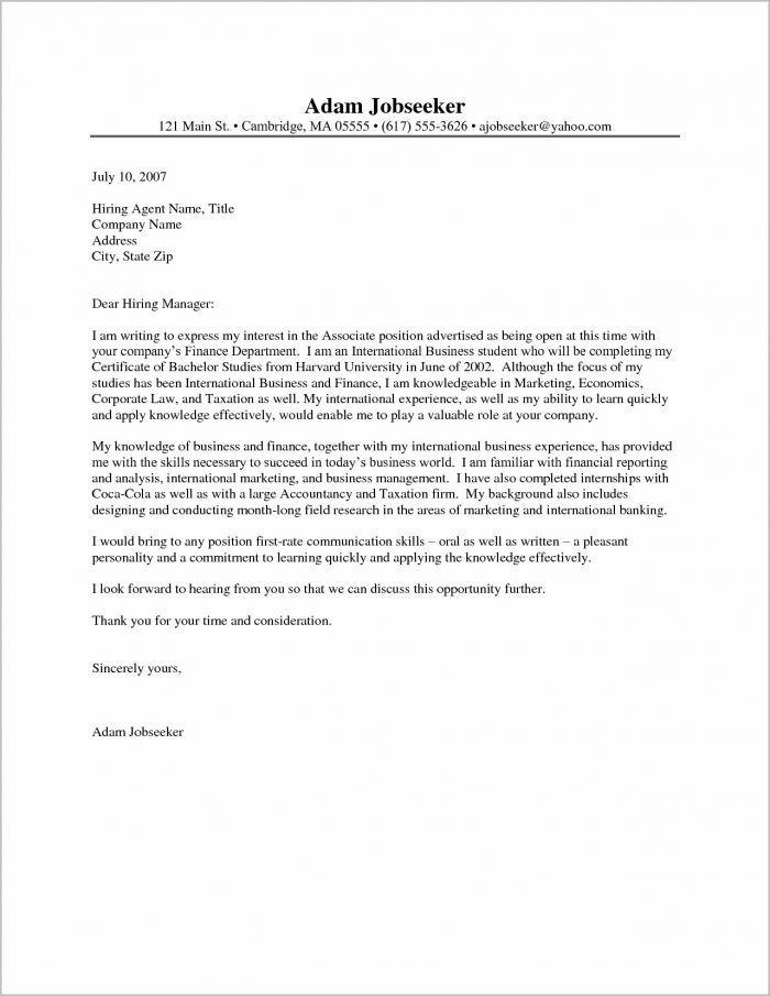 Free Sample Cover Letter For Internship Free Sample Cover Letter For Internship