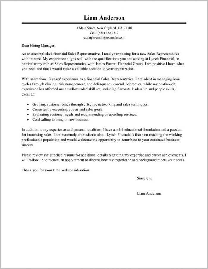 Free Sample Cover Letter For Sales Representative Free Sample Cover Letter For Sales Representative