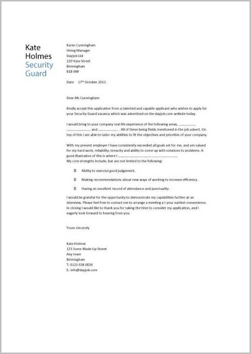 Free Security Guard Cover Letter Sample Cover Letter Resume Examples