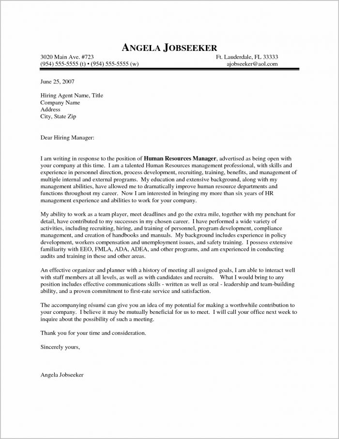 Free Sample Cover Letter Human Resources Position Free Sample Cover Letter Human Resources Position